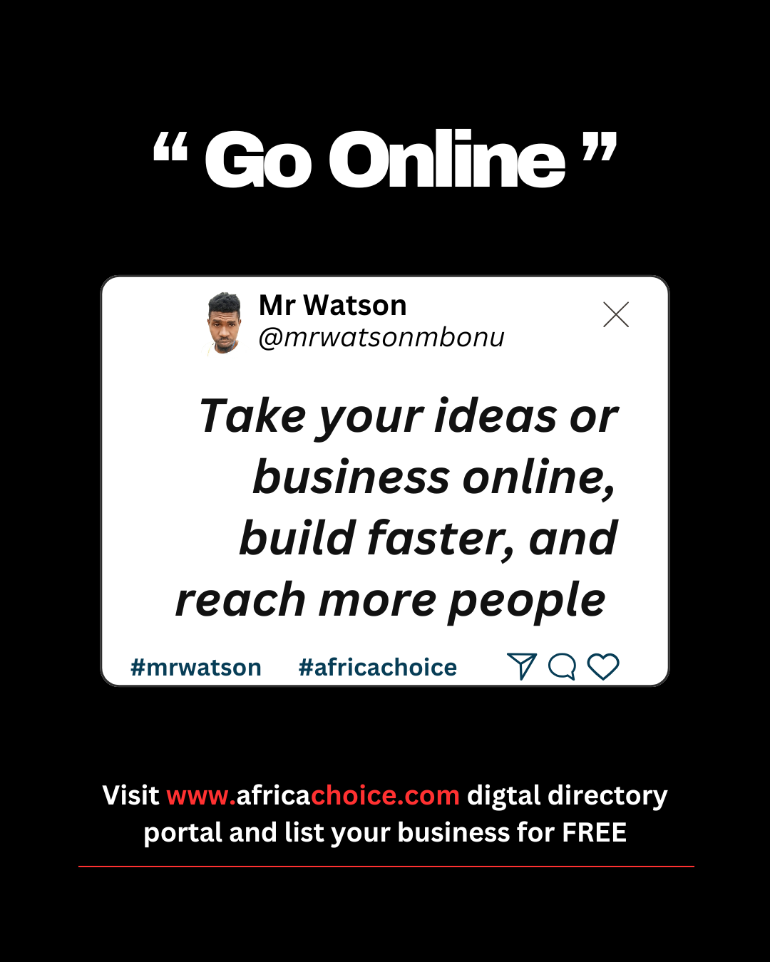 Take your ideas or business online, build faster, and reach more people at ease.
To get started for...