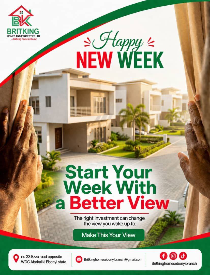 HAPPY NEW WEEK!
Start this week by investing in your future with Britking Homes & Properties Ltd., E...