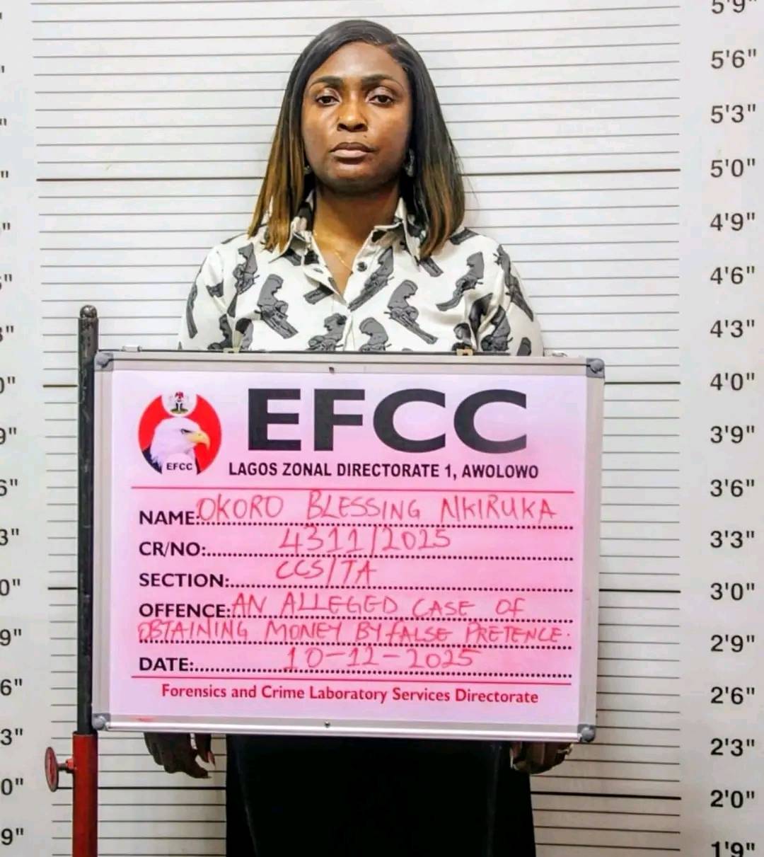 Photo of Blessing CEO being paraded by EFCC
She was arraigned before the Federal High Court sitting...