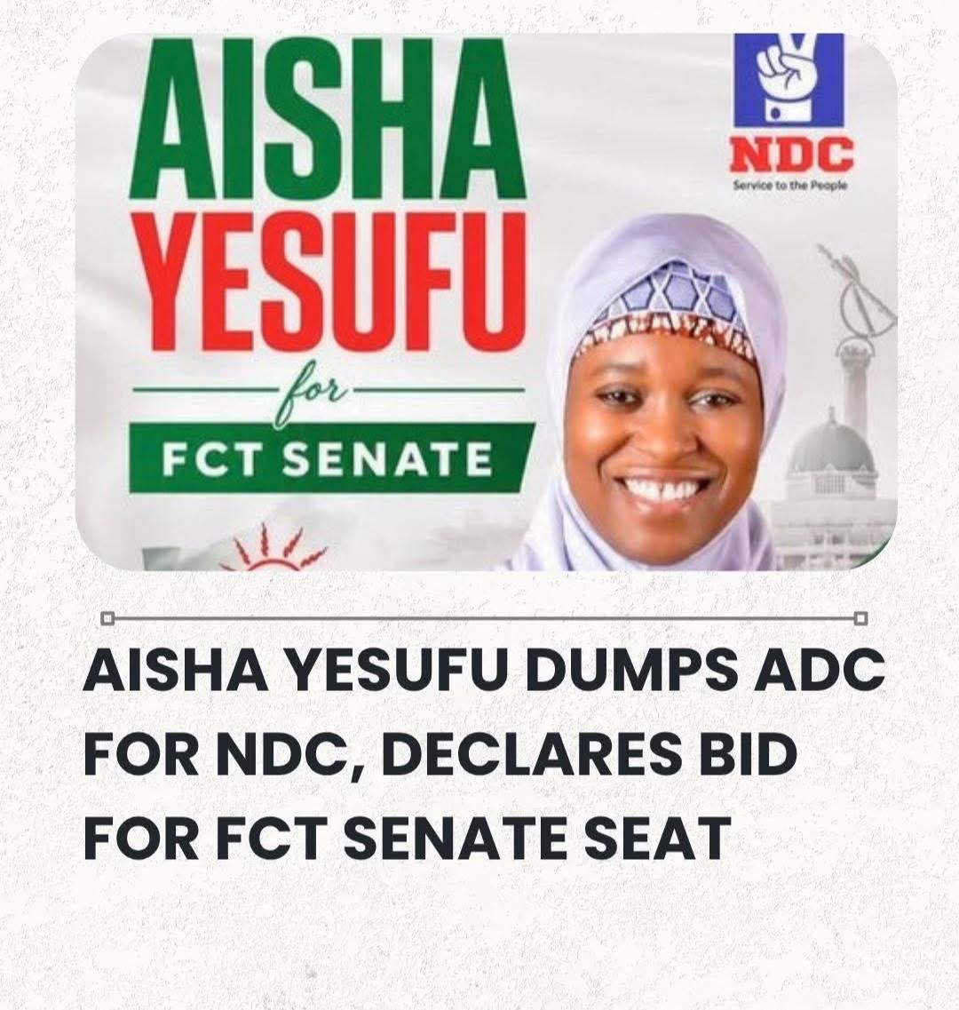 All the best Aisha Yesufu in your political quest. The Nigerian Senate needs your kind of vibrancy,...
