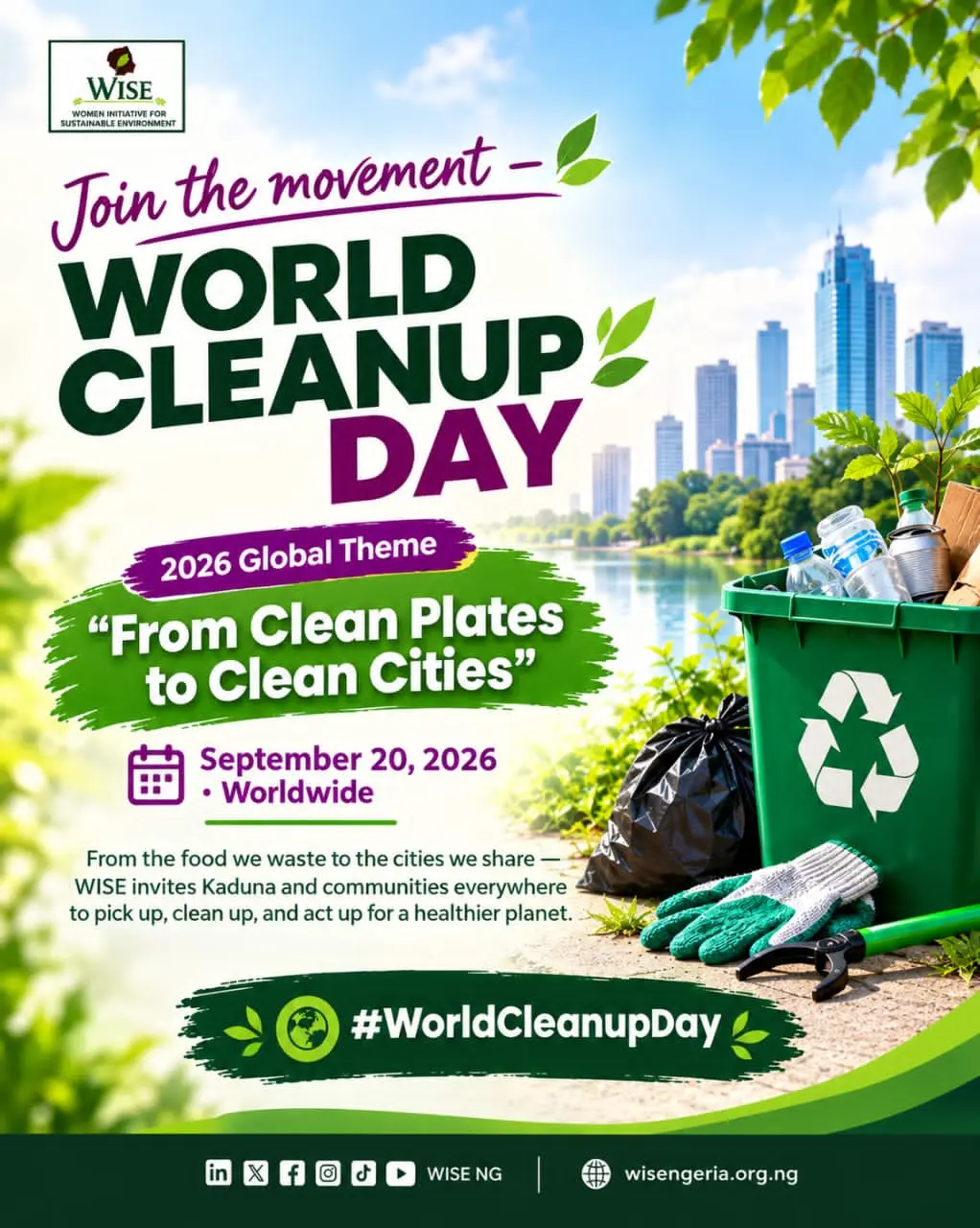🌍 WORLD CLEANUP DAY 2026 🌍
From Clean Plates to Clean Cities.
Today, WISE stands with millions...