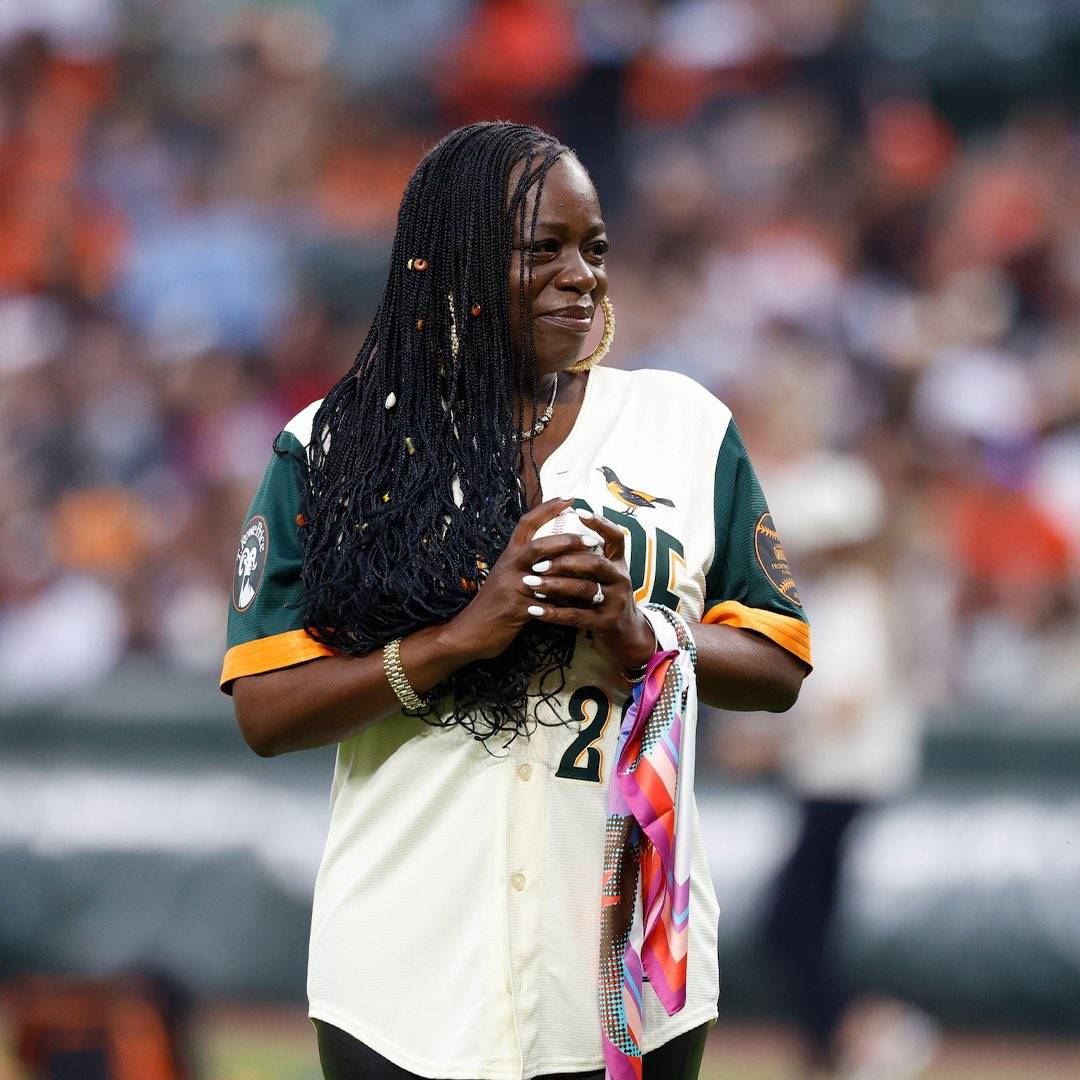 Sekyiwa 'Set' Shakur, sister of the legendary #music icon Tupac Shakur, threw out the first pitch fo...