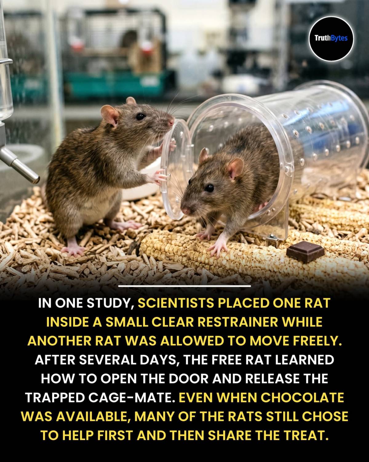 In a remarkable study on empathy, scientists placed one rat inside a small, clear restrainer while a...