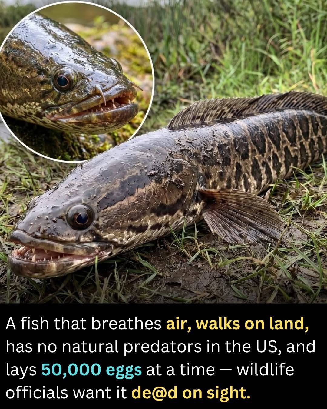 A fish in the United States can breathe air, survive on land for days, and has no natural predators....