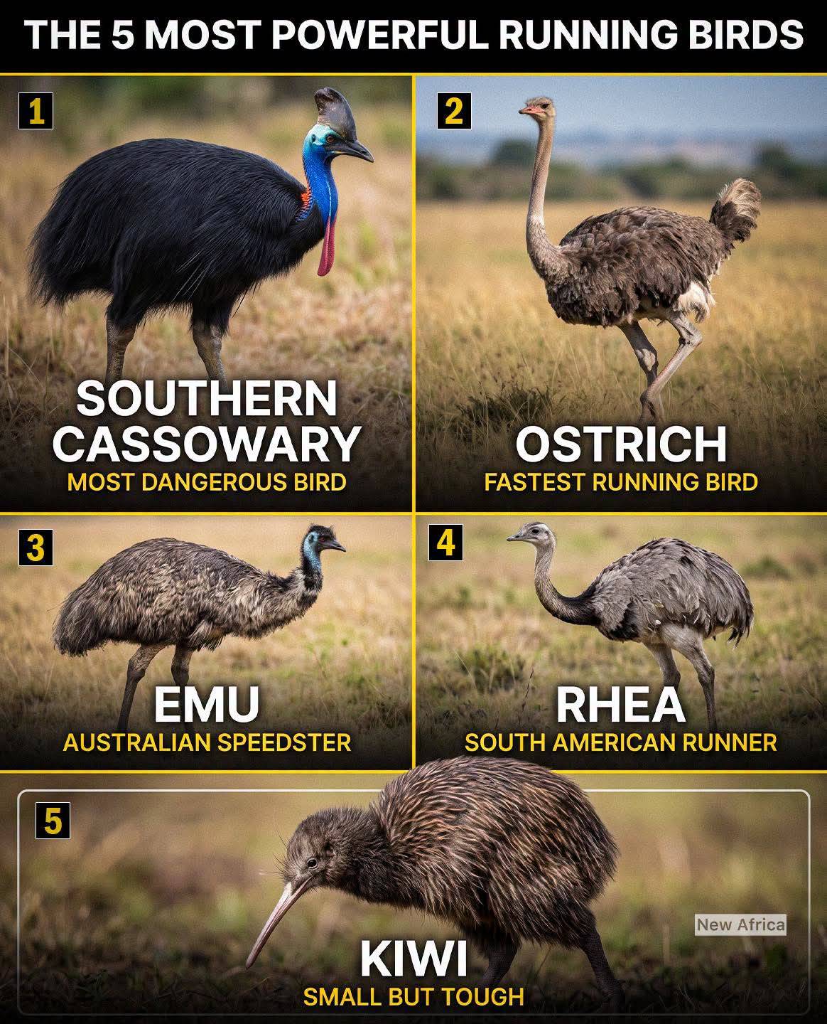 FEATHERED POWER: THE 5 MOST DANGEROUS RUNNING BIRDS
Living dinosaurs are still among us. These five...