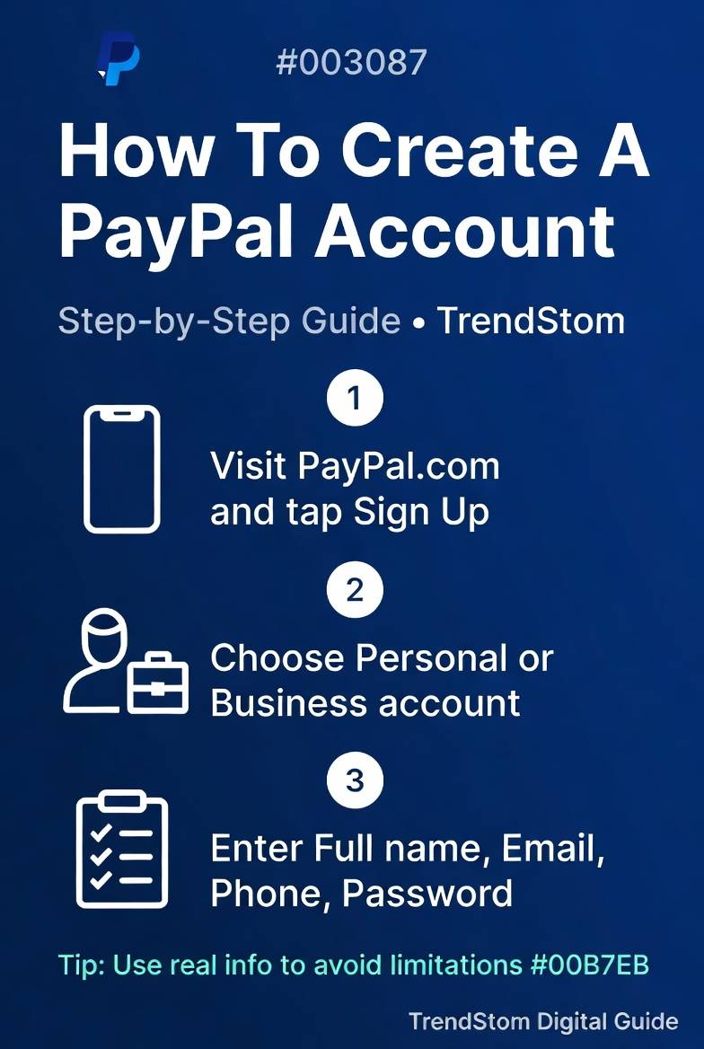 How to create a PayPal account in 6 simple steps ๐ฑ
Swipe to see everything you need:
Visit PayPal....