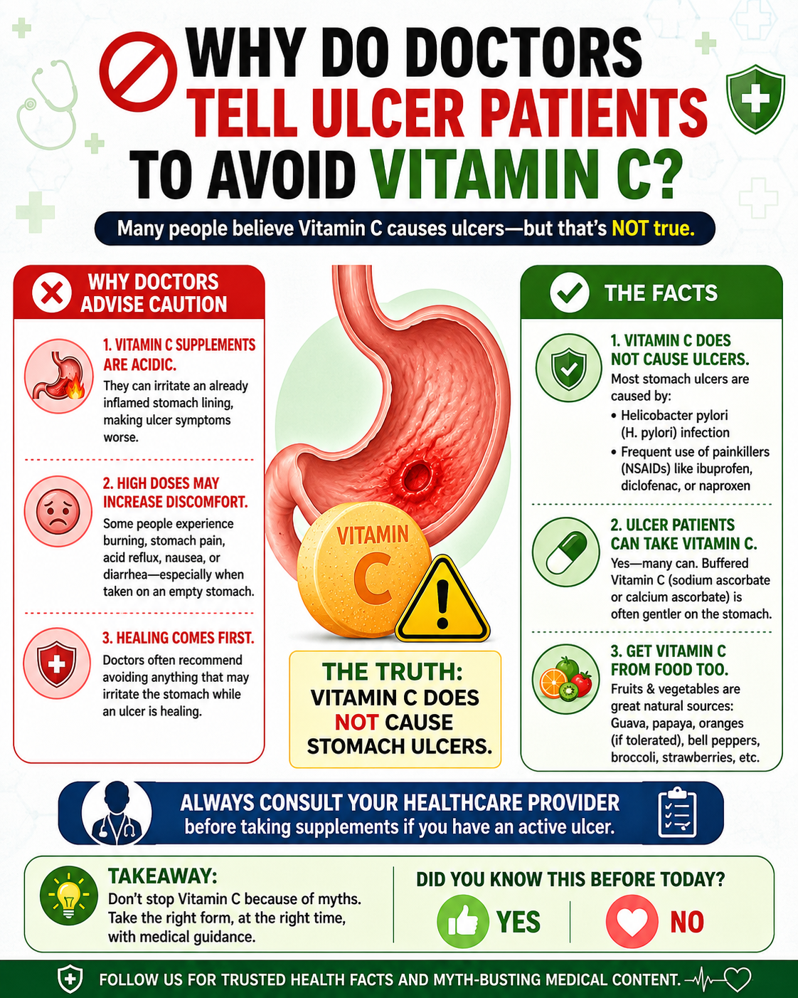 ๐ซ WHY DO DOCTORS TELL ULCER PATIENTS TO AVOID VITAMIN C? ๐ค
Many people believe vitamin C causes u...
