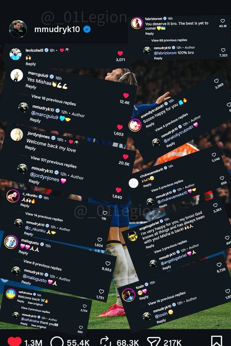 I'm very sure Mudryk cried in his room after seeing all the love ❤️ in the comments. 🥲
