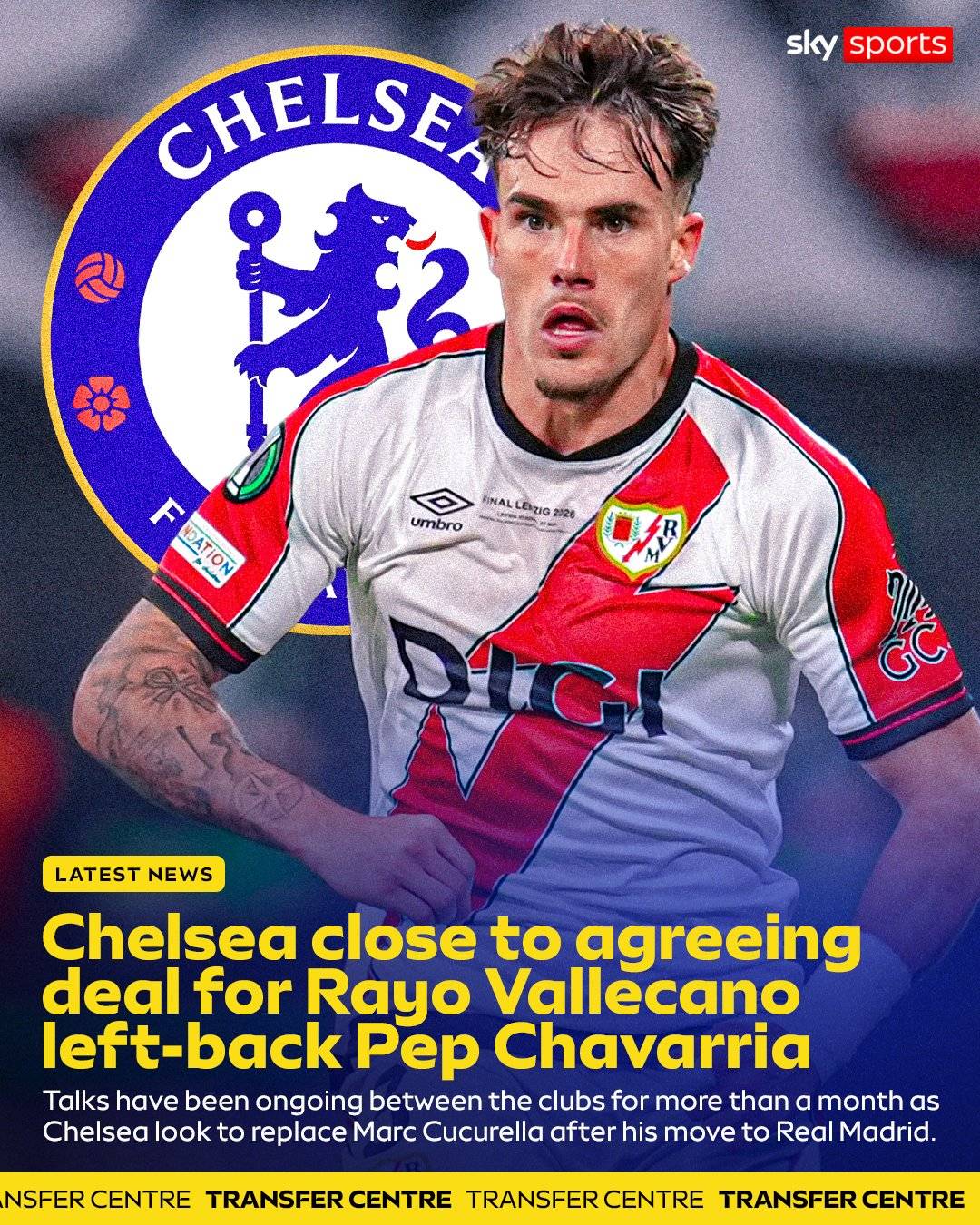 BREAKING: Chelsea are close to agreeing a deal with Rayo Vallecano for the transfer of left-back Pep...