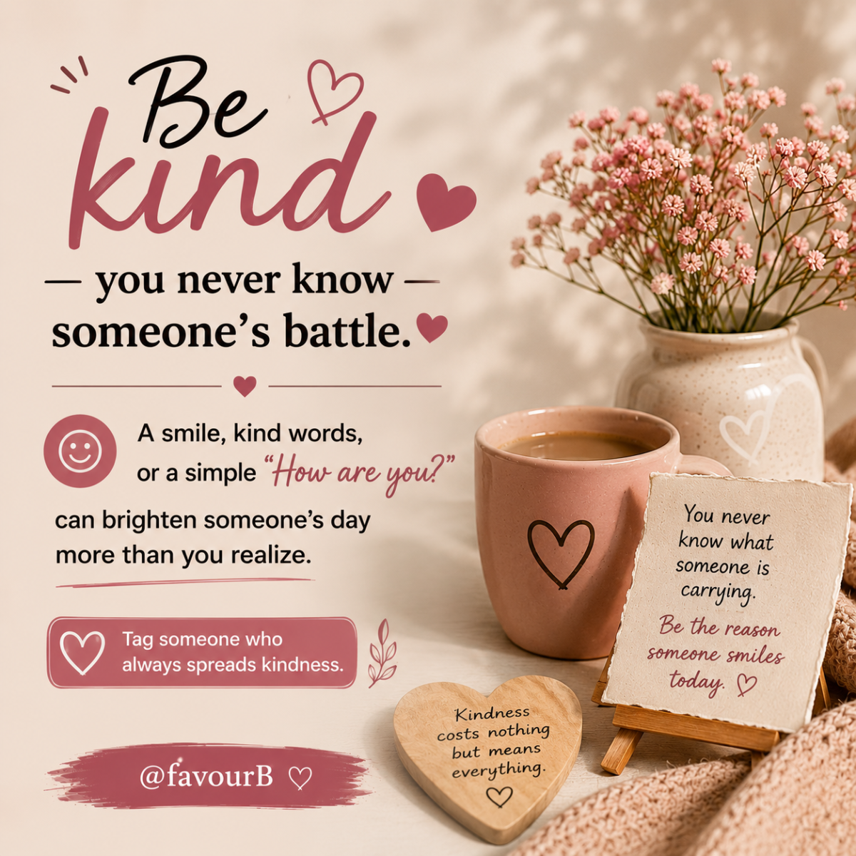 Be kind—you never know someone's battle. ❤️
A smile, kind words, or a simple "How are you?" can brig...