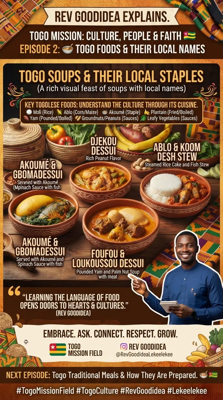 REV GOODIDEA EXPLAINS.
πΉπ¬ TOGO MISSION: CULTURE, PEOPLE & FAITH
EPISODE 2: π² TOGO FOODS AND THEIR...