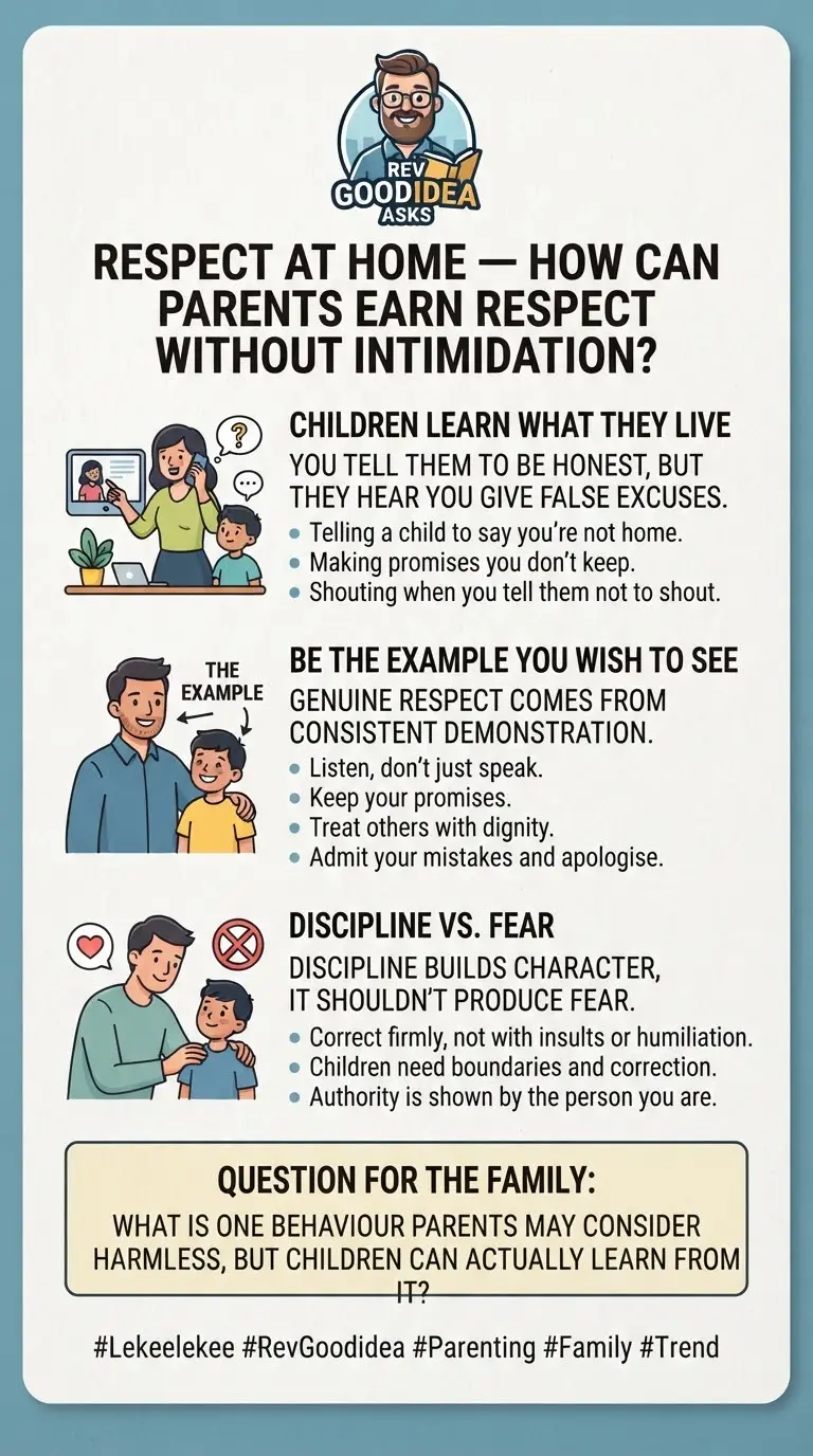 REV GOODIDEA ASKS
RESPECT AT HOME - HOW CAN PARENTS EARN RESPECT WITHOUT INTIMIDATION?
Many parent...