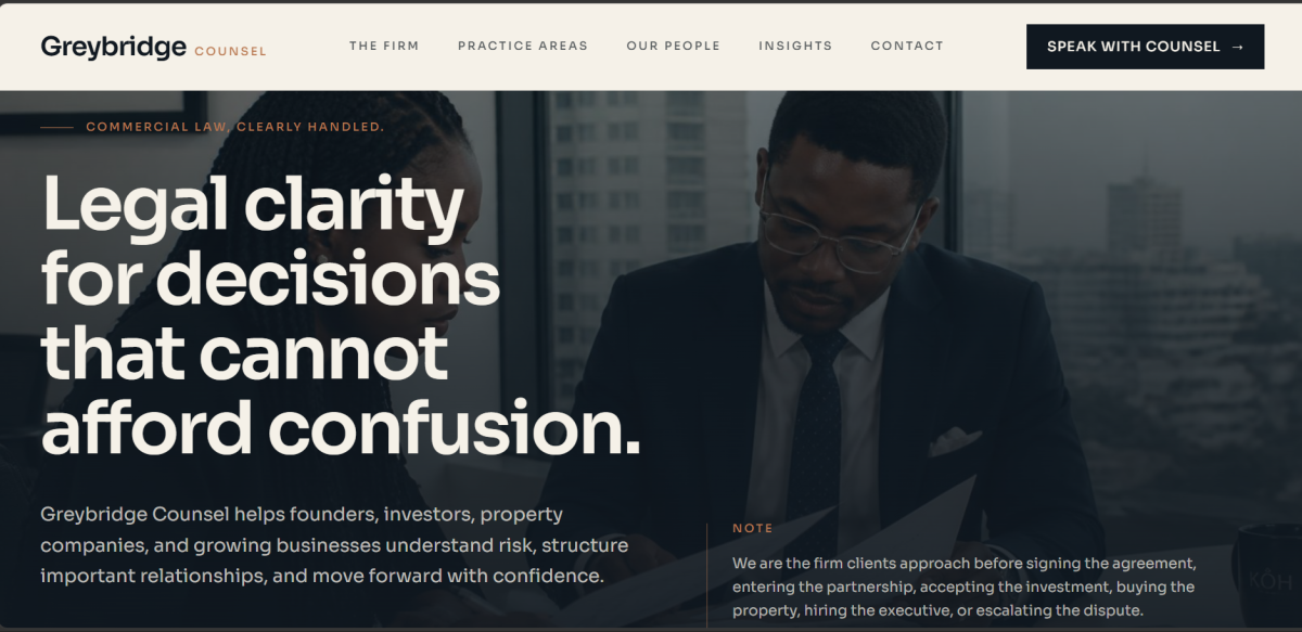 I built a Law Firm Website, Visit @ http://greybridge.elvisonunwa.com