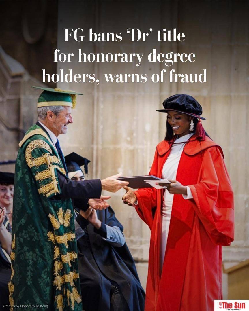 The Federal Government banned honorary degree holders from using the “Dr” title, citing widespread a...