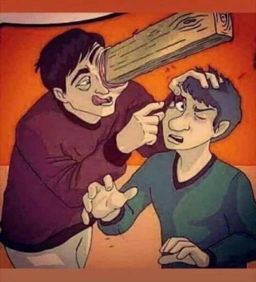 This is what we are doing to each other in Nigeria: we ignore the log of wood (plank) in our own eye...