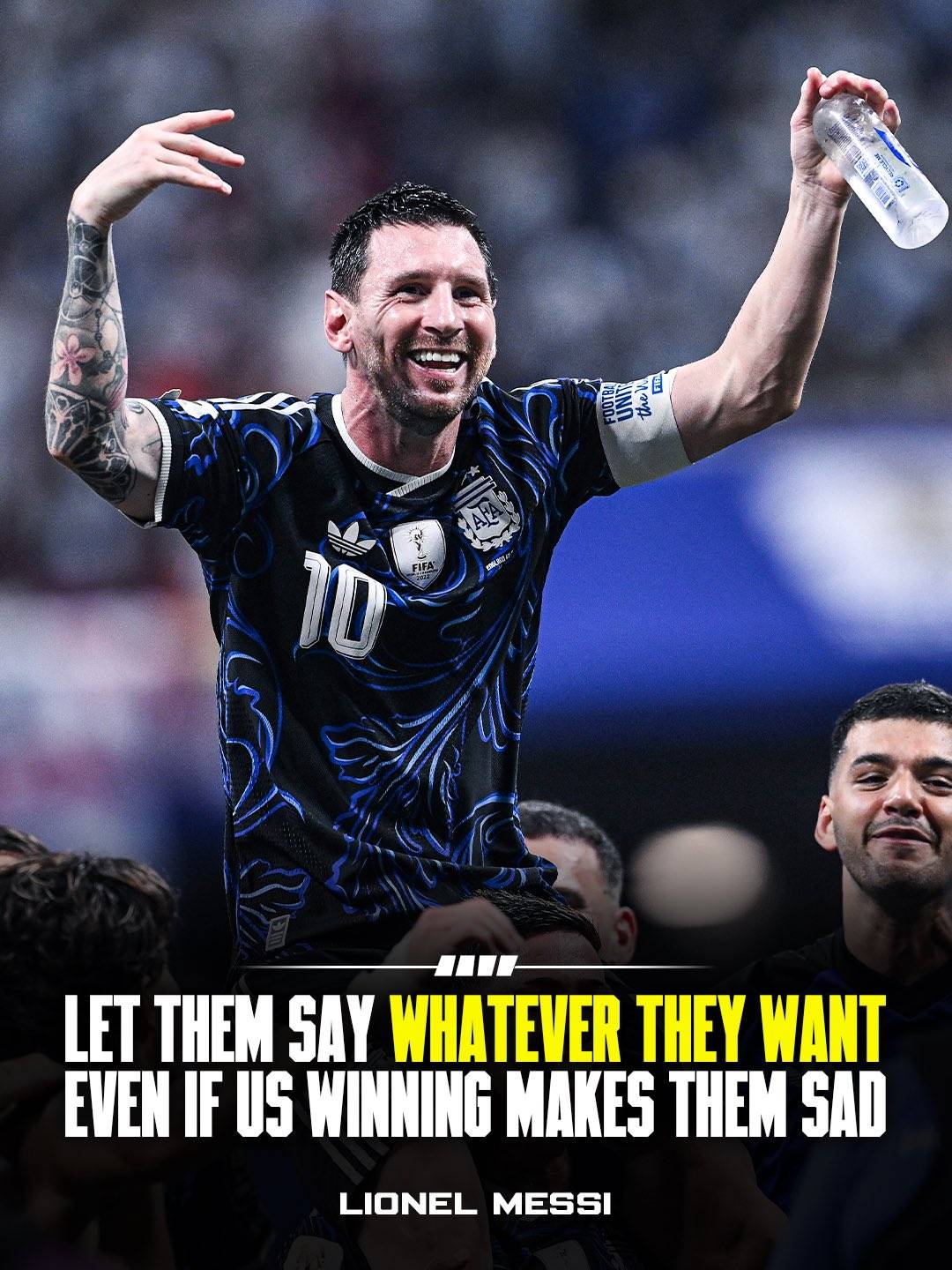 Leo Messi: “They can say whatever they want. We compete, we fight, we also play well, look how we pl...
