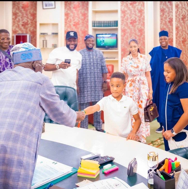 JUST IN: President Bola Tinubu has shared a heartwarming moment with his grandchildren in new photos...