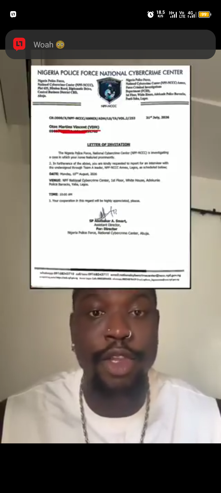 JUST IN: "I am not going to Lagos because the police can frame me for murder or put drugs in my bag...