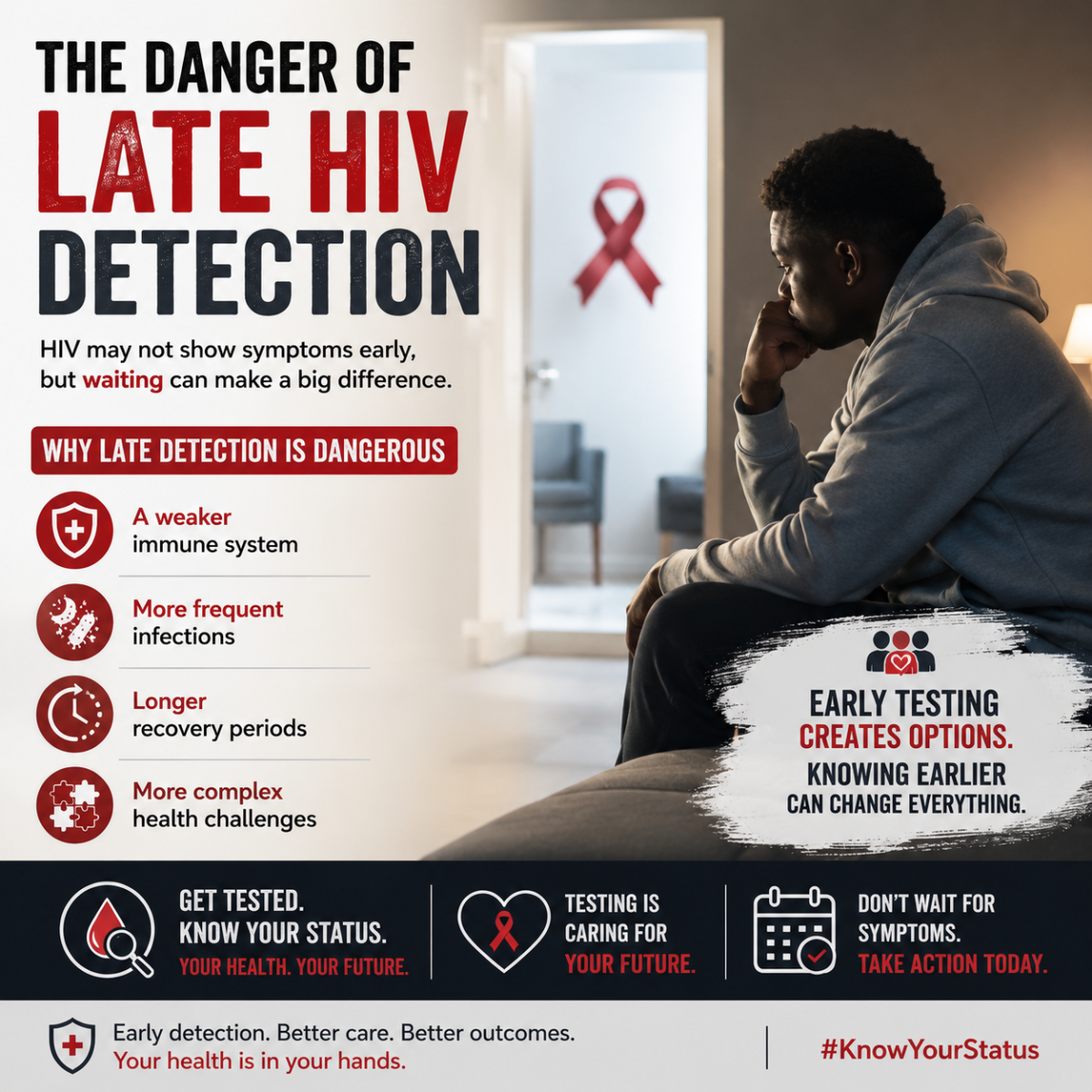 THE DANGER OF LATE HIV DETECTION
One of the biggest challenges with HIV is that it may not show ob...
