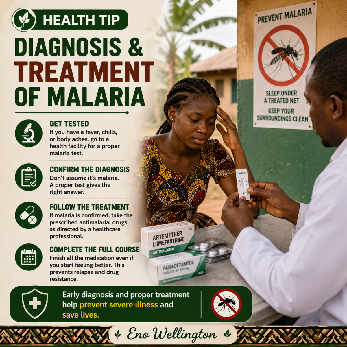 Health Tip:
If you have a fever, don't assume it's malaria. Visit a healthcare facility for a prope...