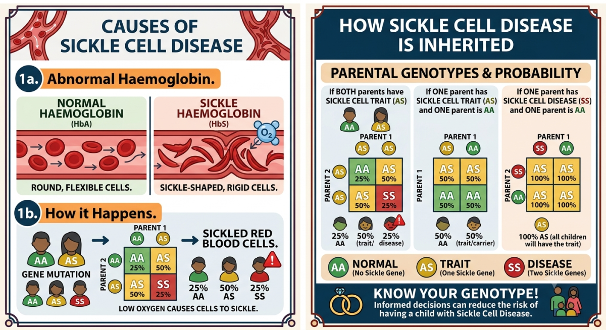 Causes & Inheritance of Sickle Cell Disease
Sickle Cell Disease (SCD) is a condition that happens b...