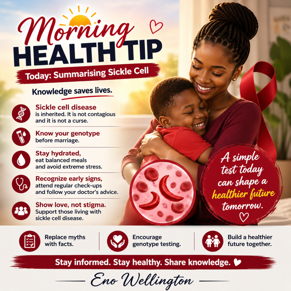 Health Tip
As we round up our discussion on sickle cell disease, remember this: knowledge saves liv...