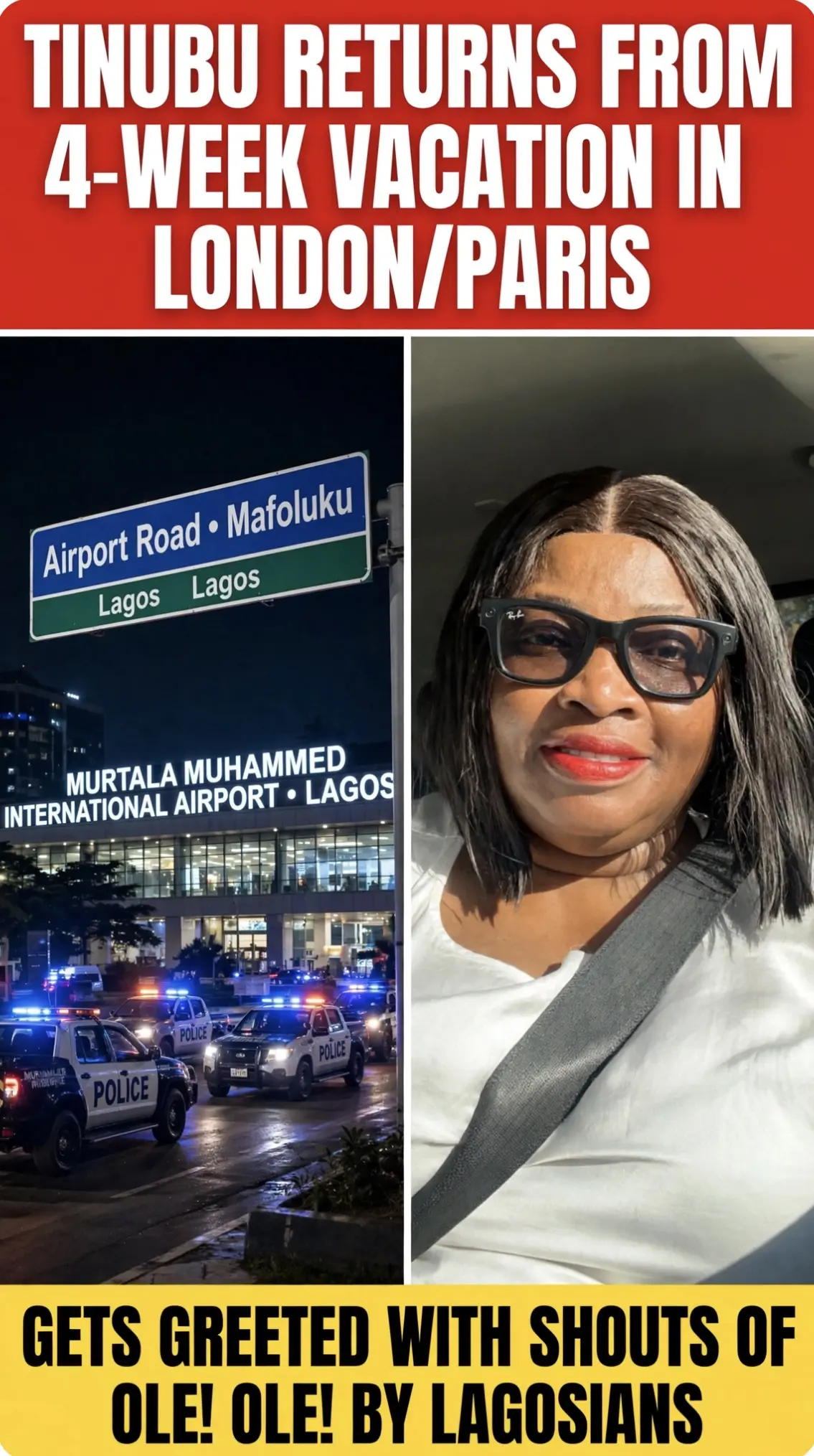Tinubu Returns From 4-Week Vacation in London/Paris, Gets Greeted With Shouts of OLE! OLE! by Lagosi...