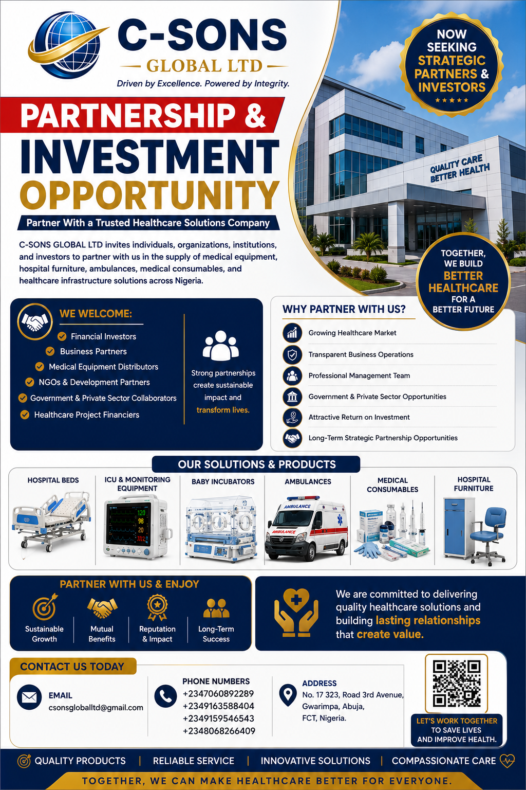 We are seeking partners and investors