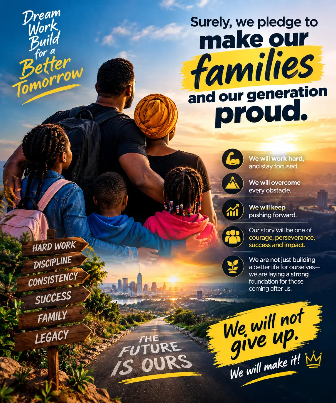 Surely, we pledge to make our families and our generation proud. We will work hard, stay focused, ov...