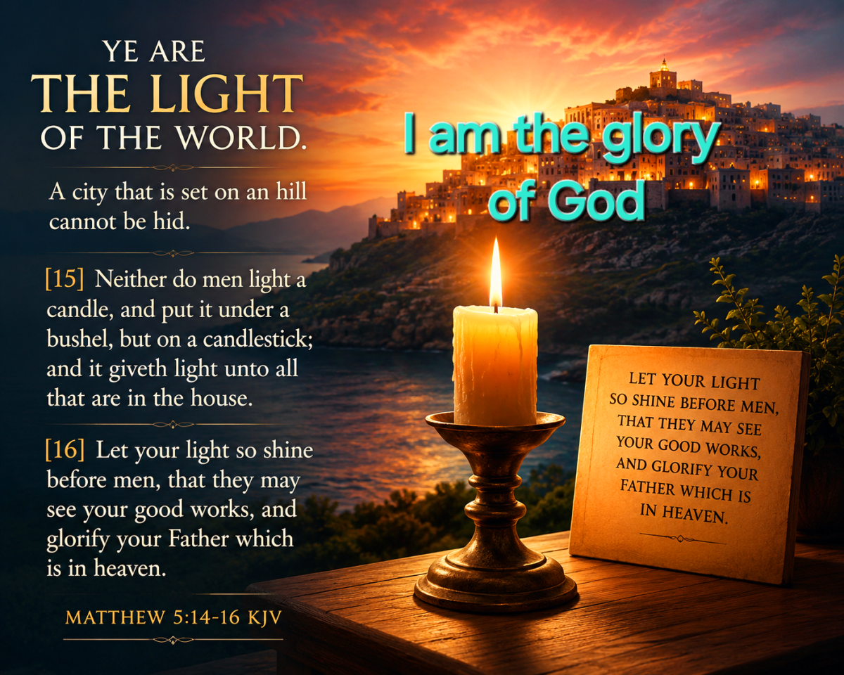 Matthew 5:14-16 KJV
Ye are the light of the world. A city that is set on an hill cannot be hid. [15]...