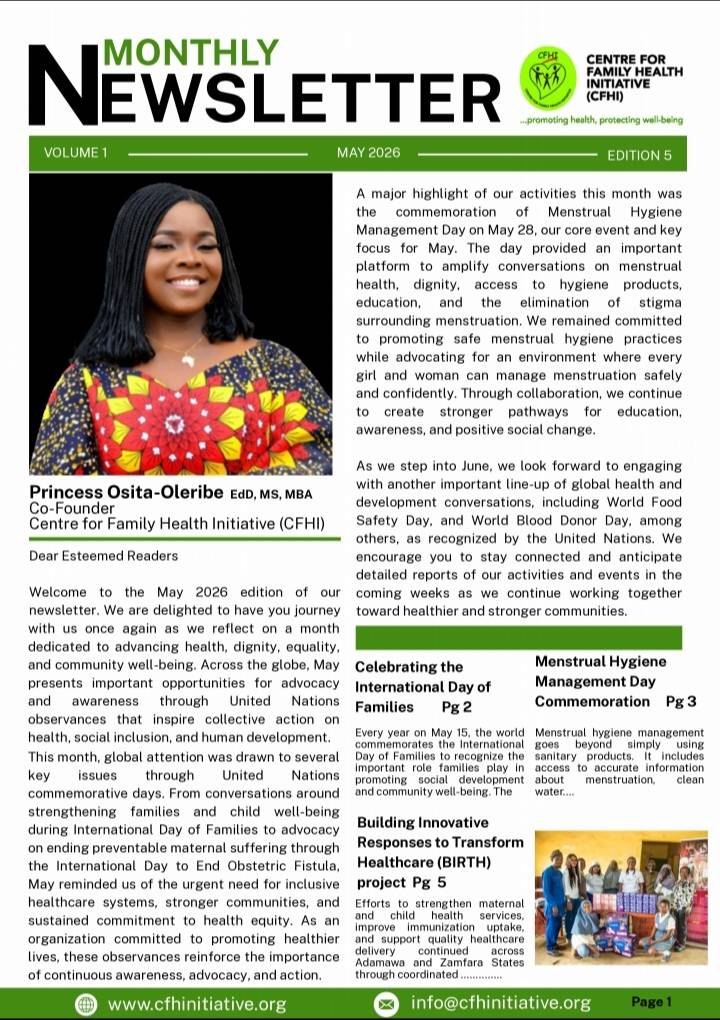 Welcome to the May edition of the CFHI Newsletter. This issue highlights key activities, achievement...
