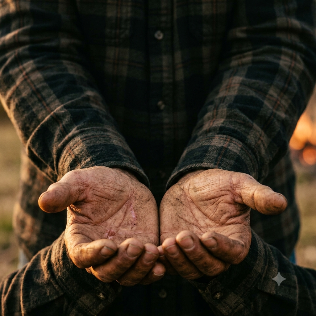 Behold these hands—not fair by idle measure, Nor smooth with ease, nor spared by gentle days; Yet co...