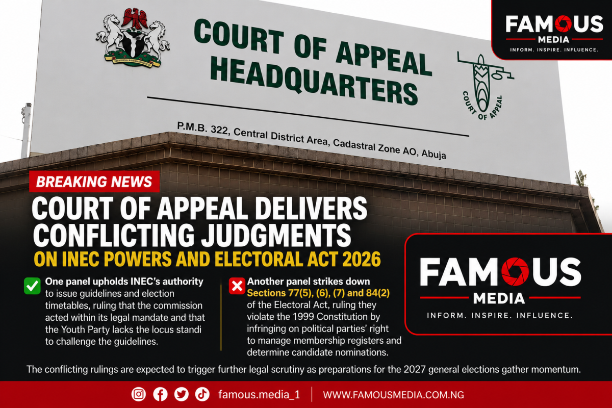 🚨 LEGAL TWIST AHEAD OF 2027 ELECTIONS
Nigeria’s electoral process has been thrown into fresh uncer...