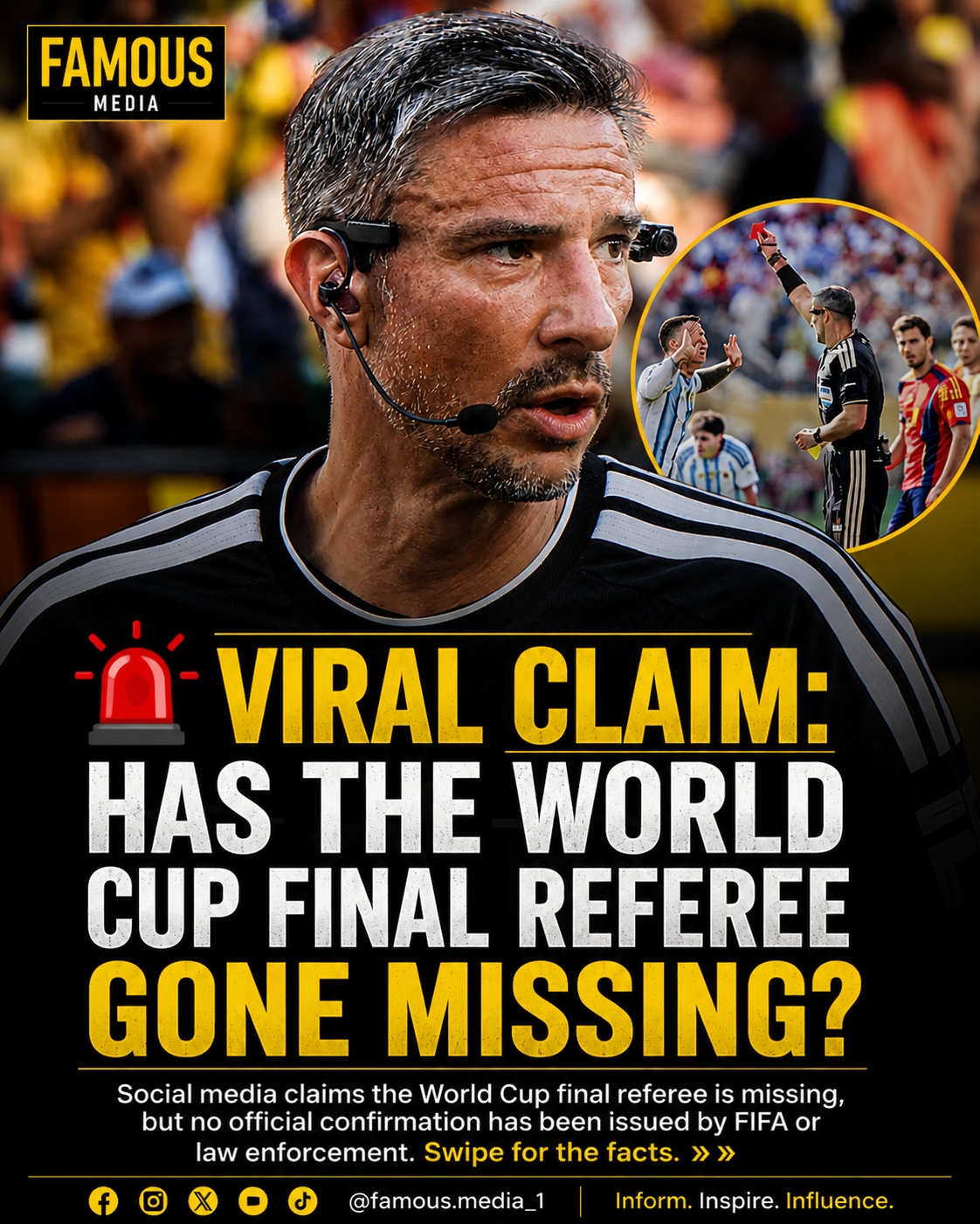 🚨 VIRAL CLAIM FACT CHECK: HAS THE WORLD CUP FINAL REFEREE GONE MISSING?
Social media has been floo...