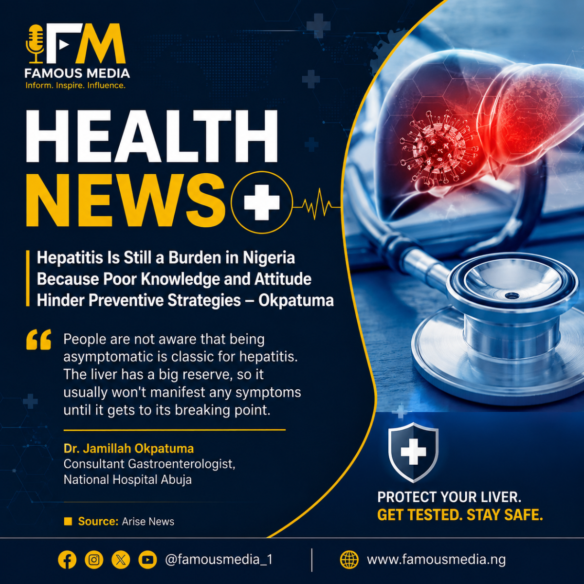 🩺 HEPATITIS REMAINS A MAJOR HEALTH BURDEN IN NIGERIA, EXPERT WARNS
Consultant Gastroenterologist a...