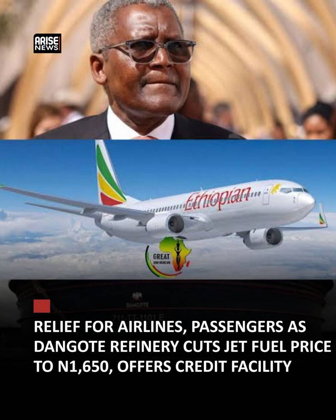 Dangote Petroleum Refinery and Petrochemicals has reduced the price of aviation fuel (Jet A1) to N1,...