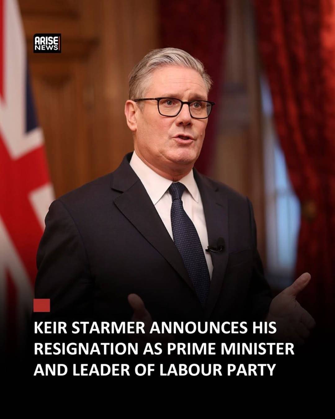 Keir Starmer Resigns As Prime Minister And Leader Of Labour Party, In A Statement Outside Downing St...
