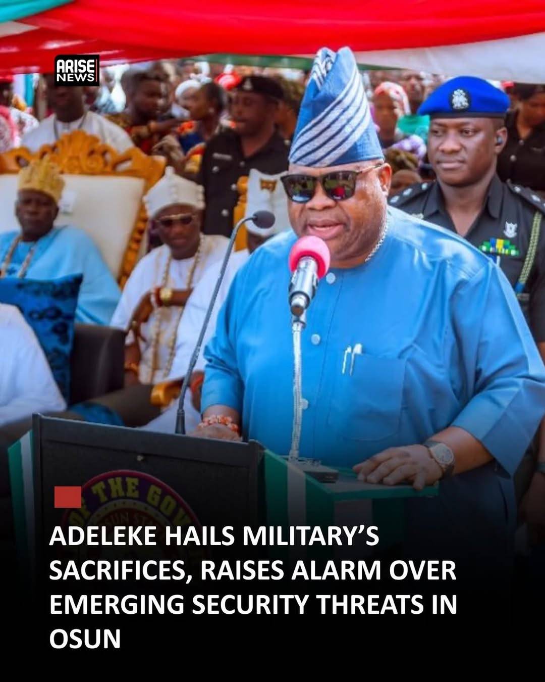 Osun State Governor Ademola Adeleke has praised the Nigerian military for its role in combating insu...
