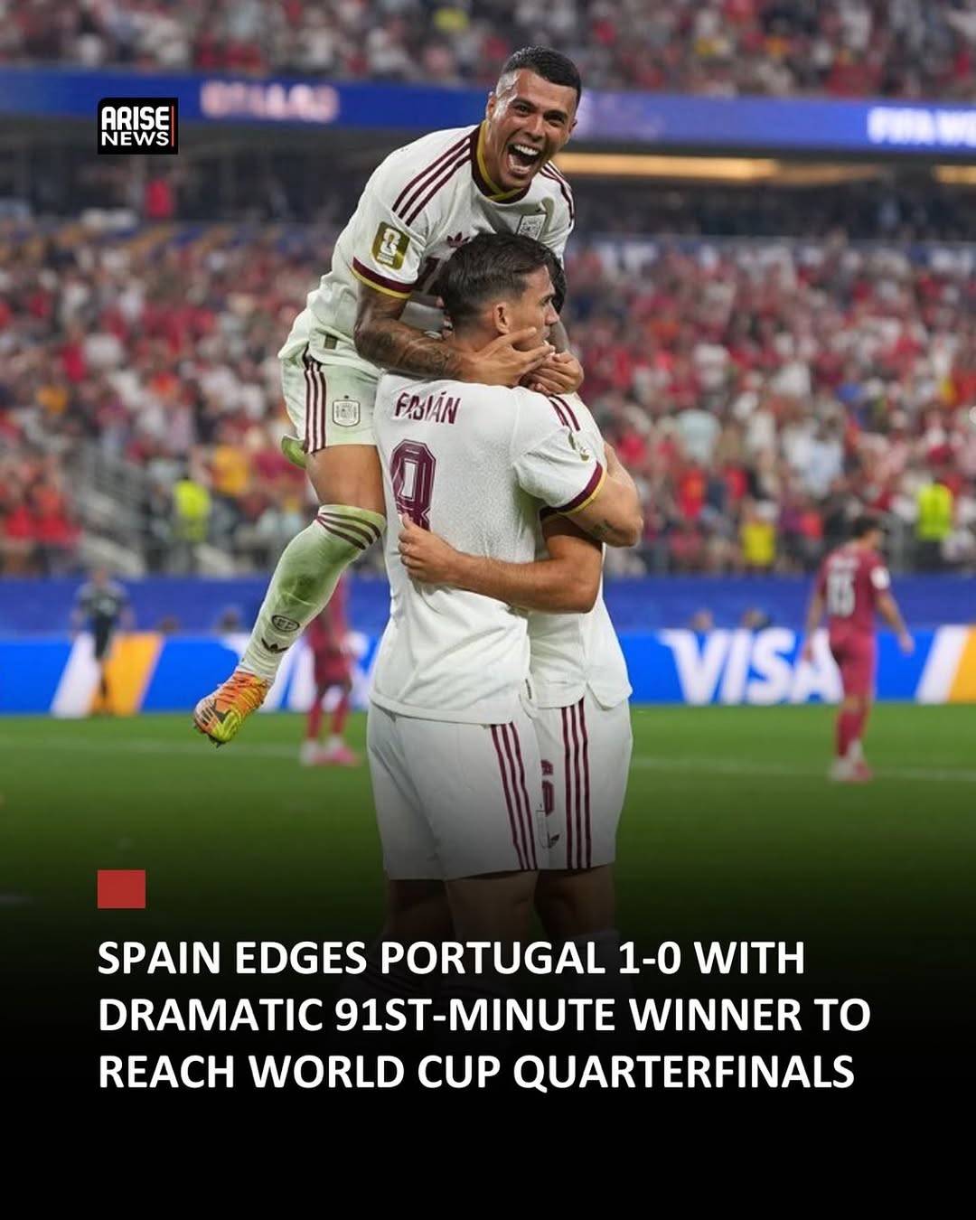 Spain booked their place in the FIFA World Cup 2026 quarterfinals after substitute Mikel Merino scor...