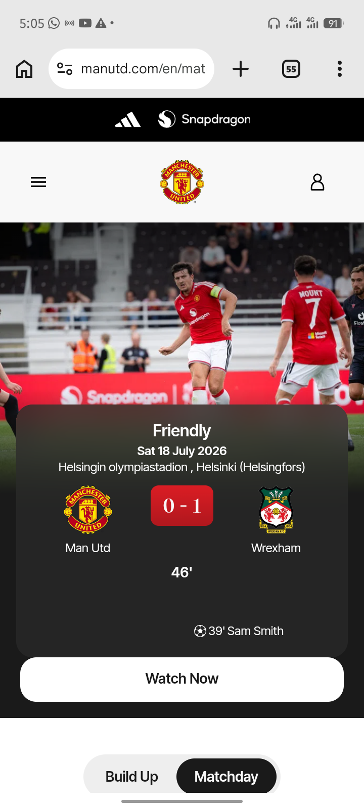 Manchester United preseason start today. 1 nil down to wrexham United