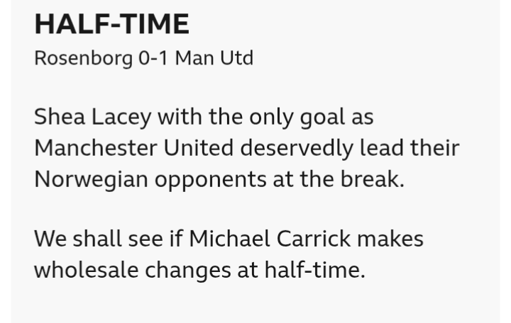 Half way gone, still 1 nil , in favor of Manchester United