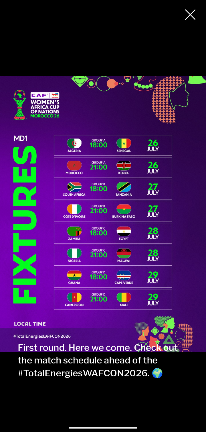 The countdown is over as the 2026 Women's Africa Cup of Nations officially kicks off today, July 26,...