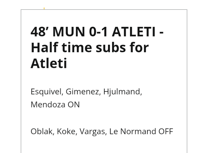 Manchester United vs ATL Madrid game update.
2nd half on the way
