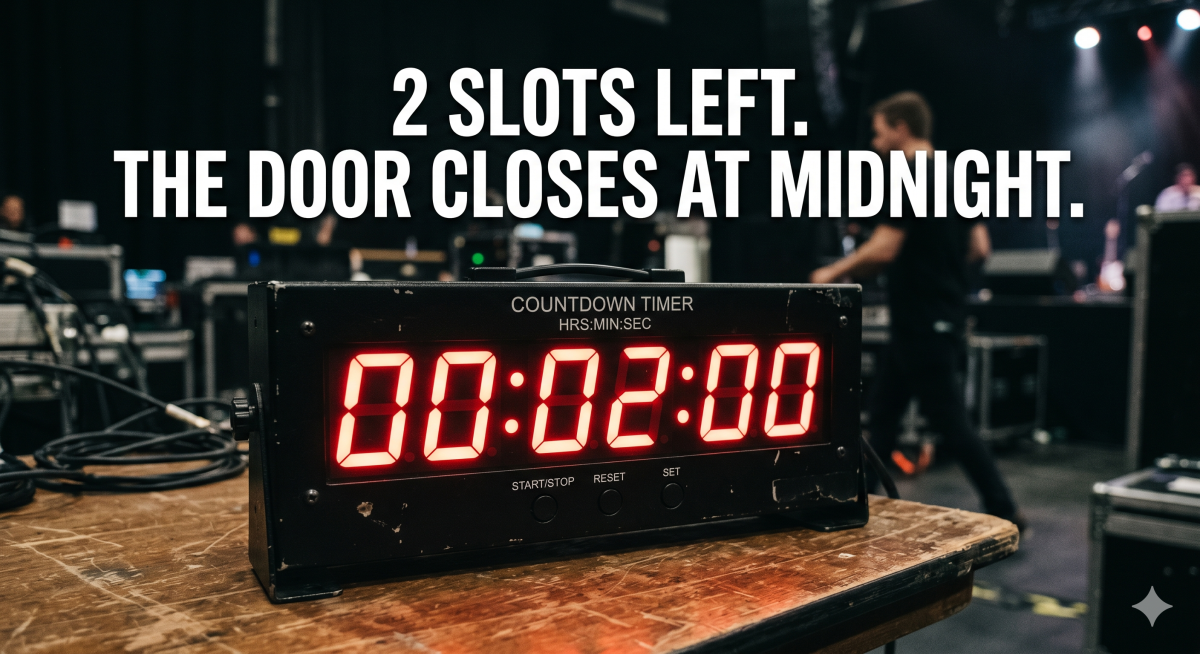 The 2-Slot Reality!
I have 2 slots left. Then I lock the doors.
I am being completely honest with...