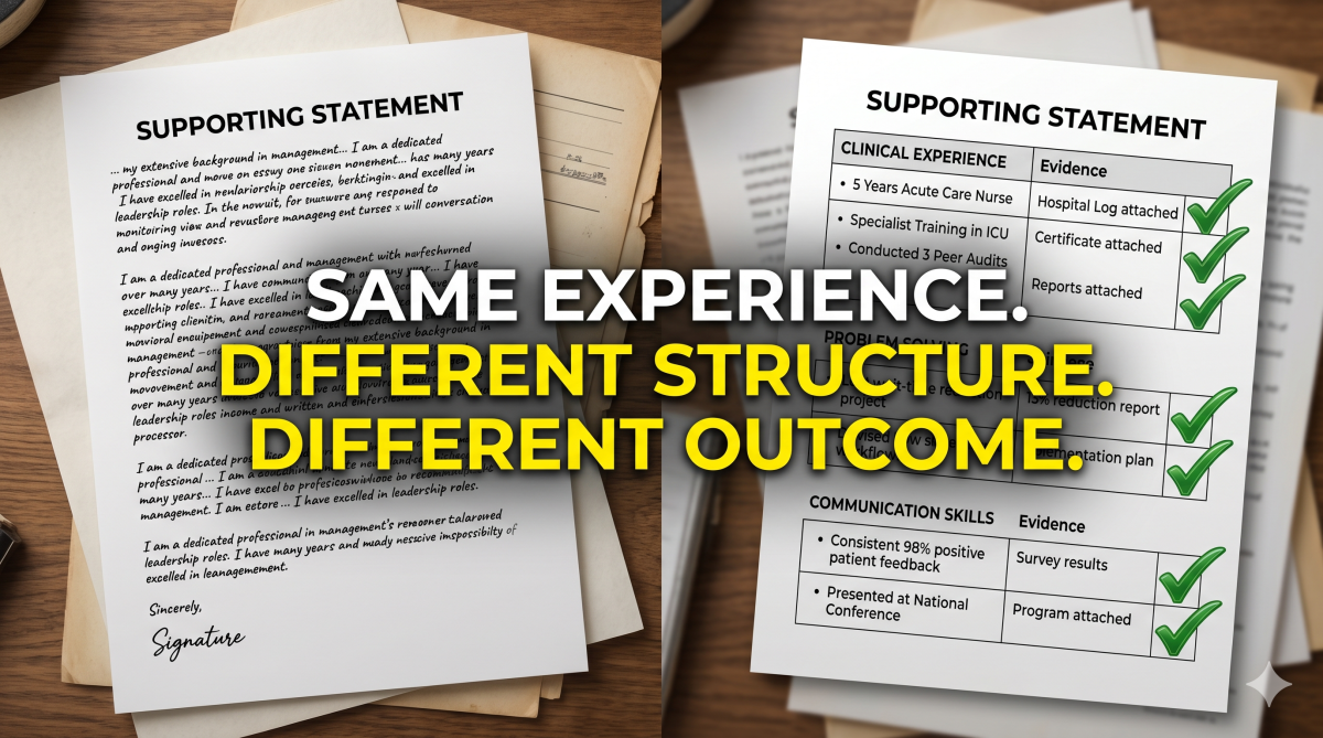 THE DOCUMENT INTELLIGENCE SERIES — WHAT YOUR NHS APPLICATION ACTUALLY NEEDS.
Two nurses. Same NMC P...