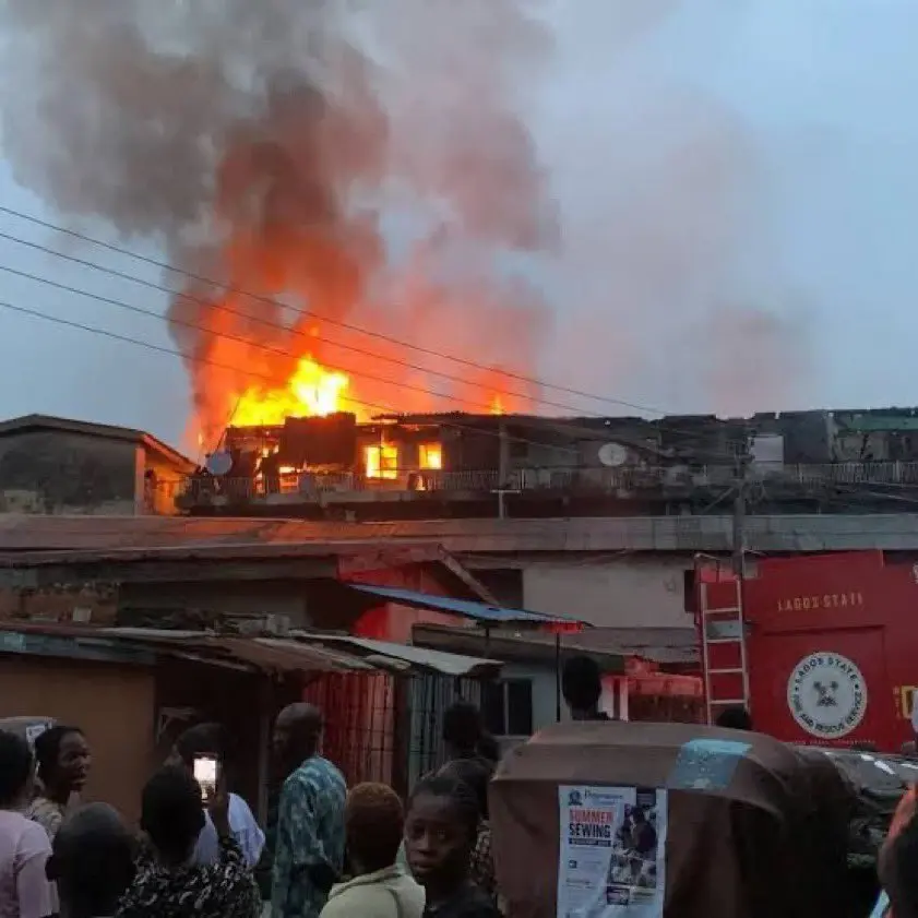 Petrol tanker in flames in a petrol station in Onistha, Anambra State