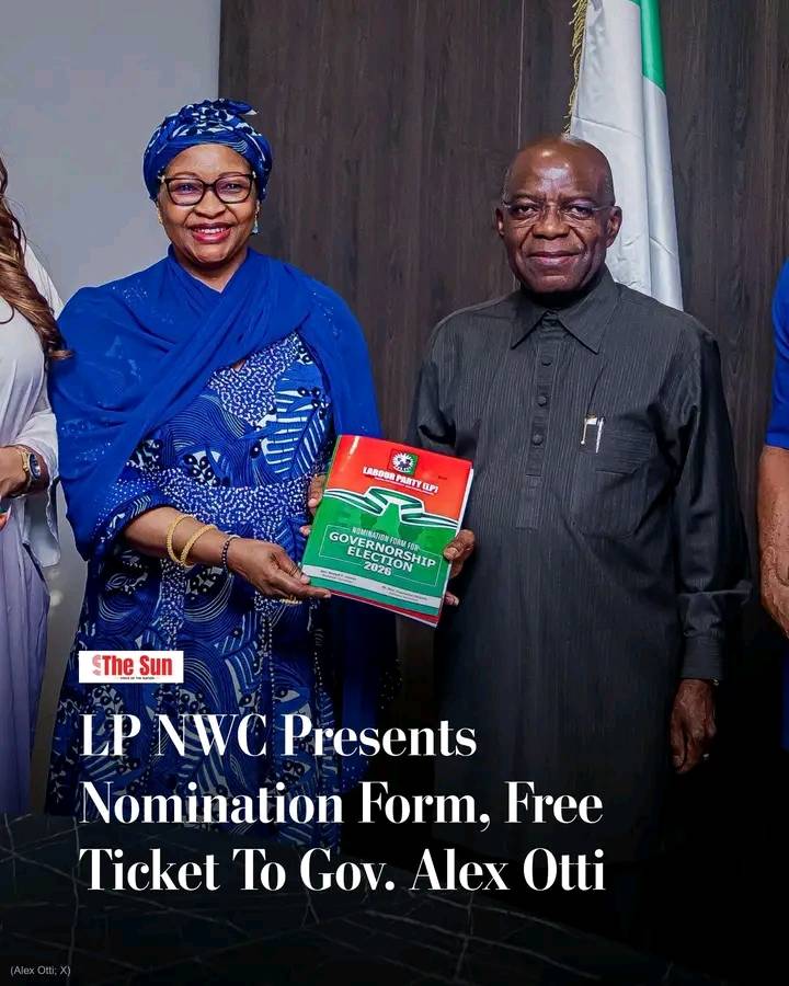 Abia State Governor Alex Chioma Otti received free Labour Party nomination forms from the National W...