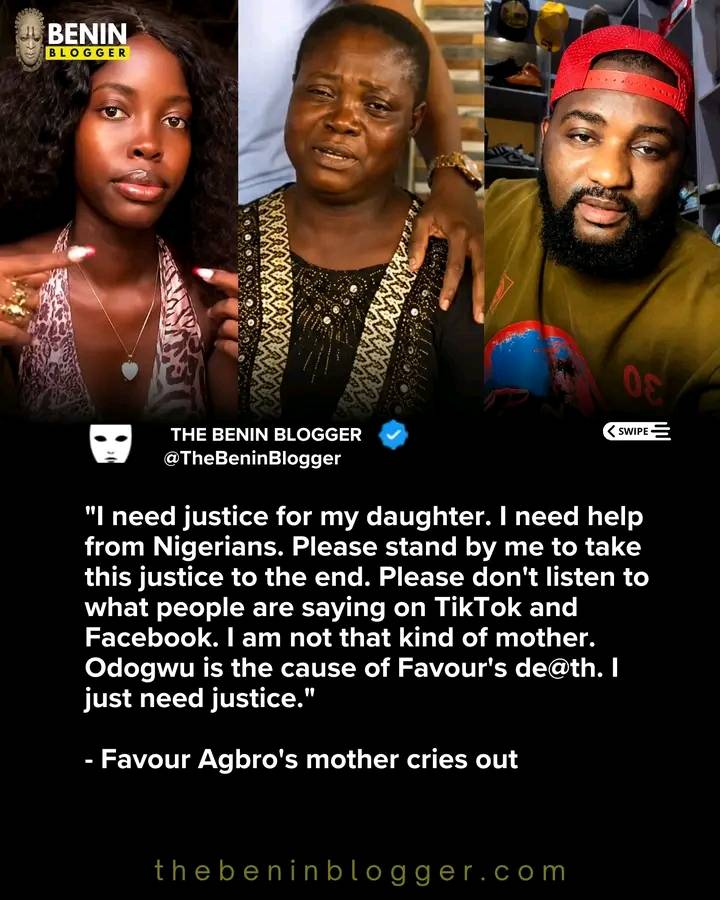 "I need justice for my daughter. I need help from Nigerians. Please stand by me to take this justice...