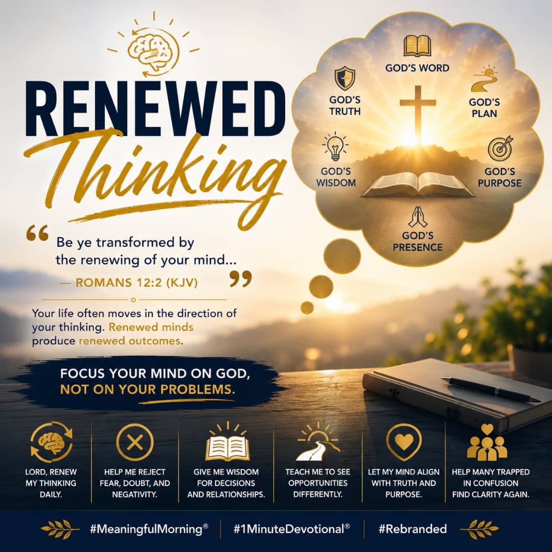 _*Renewed Thinking*_
#MeaningfulMorning®
#1MinuteDevotional®
#Rebranded
📖 *“Be ye transformed by t...