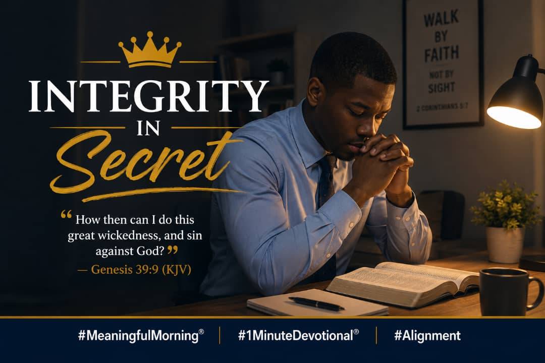 _*Integrity In Secret*_
#MeaningfulMorning®
#1MinuteDevotional®
#Alignment
📖 *“How then can I do t...